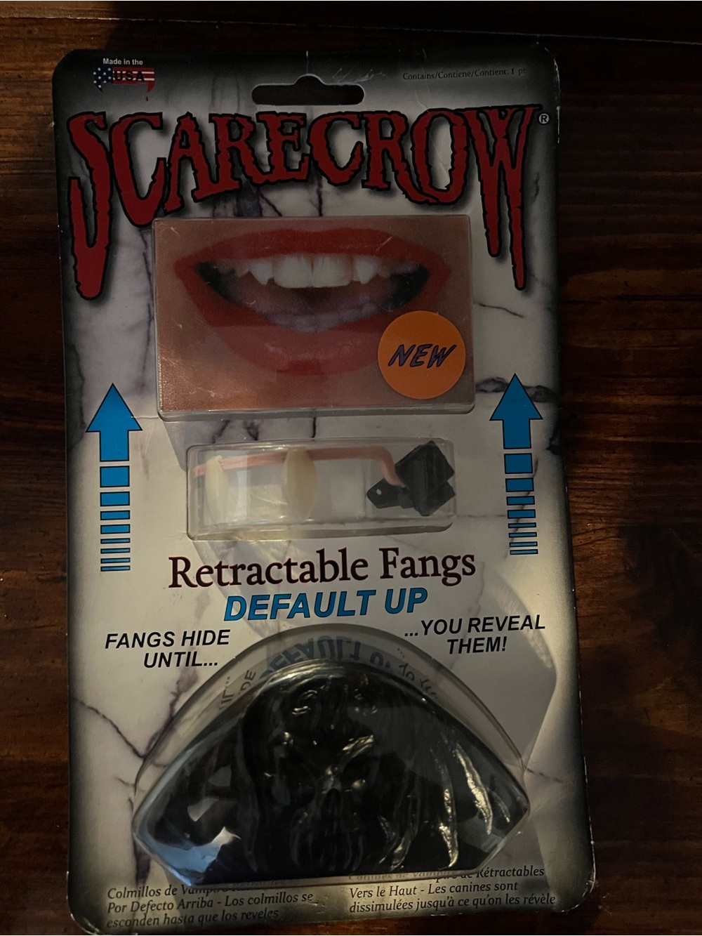 Scarecrow Retractable Fangs - White Teeth with Red Lips Graphic